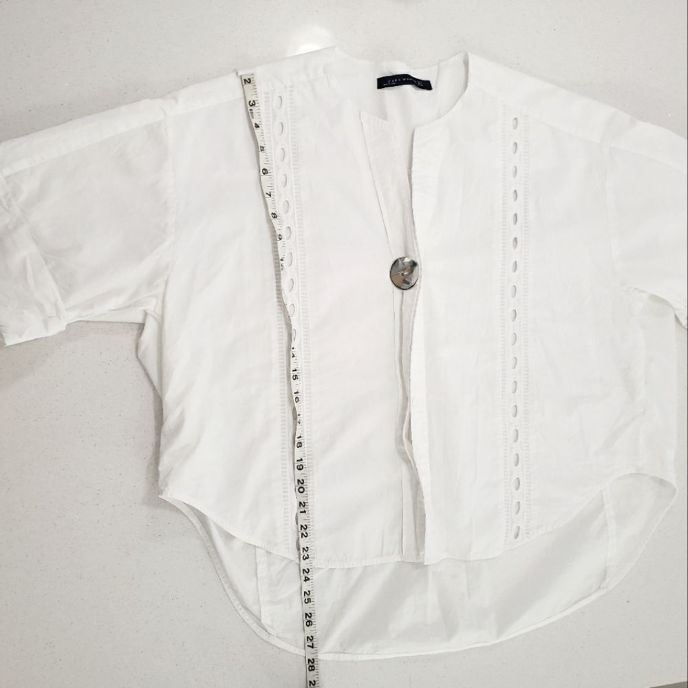 Zara Cotton V Neck Patty Blouse for Woman size L - Picture 6 of 9